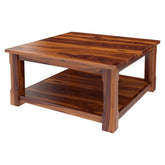 Indian Solid Wood Large Rustic Square Coffee Table Honey Brown